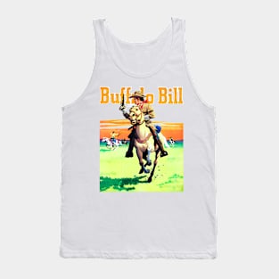 Buffalo Bill Running on Horseback through The  Desert Western Robbery Cowboy Retro Comic Tank Top